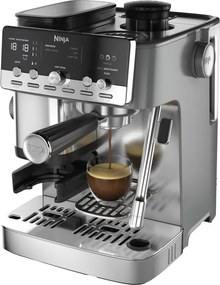 Espressor manual cu rasnita Ninja Luxe Café Mini ES352EU, 1650 W, 9 bar, 250 g, 1,3 l, Barista Assist, 3 setari pentru spumare, 6 tipuri de espresso,Otel inoxidabil