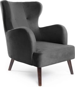 Fotoliu gri închis wing cu tapițerie din catifea Noemye – Bonami Selection