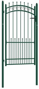 vidaXL Poartă de gard cu țepușe, verde, 100x175 cm, oțel