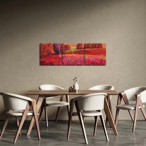 Tablou - Peisaj roșu (cu ceas) (90x30 cm)