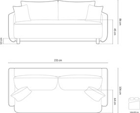 Canapea extensibila Elen 3 locuri stofa Wind L231 cm