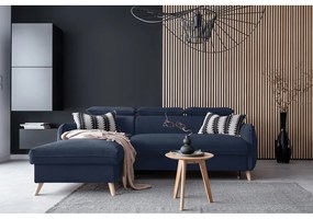 Colțar albastru închis extensibil cu tapițerie din catifea (cu colț pe partea stângă ) Sweet Harmony – Miuform