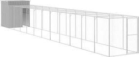 vidaXL Coteț pui cu incintă gri deschis 165x1271x181cm oțel galvanizat