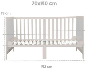 Pătuț gri cu înălțime reglabilă 70x140 cm Easy Sleep – Roba