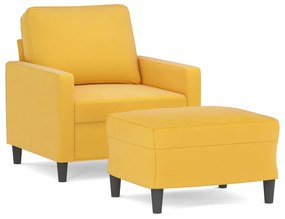 Fotoliu canapea cu taburet, galben deschis, 60 cm, catifea Galben deschis, 78 x 77 x 80 cm