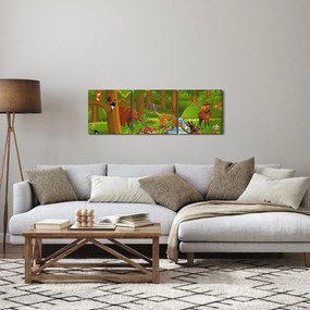 Tablou pentru copii cu animale (cu ceas) (90x30 cm)