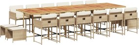 vidaXL Set mobilier de grădină cu perne, 17 piese, bej, poliratan