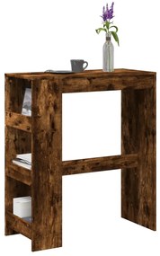 vidaXL Masă de bar cu rafturi, stejar fumuriu, 90x40x103,5 cm, lemn