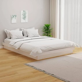 819953 vidaXL Cadru de pat, alb, 140x190 cm, lemn masiv