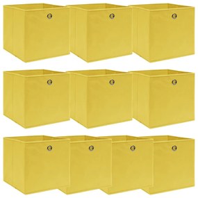 vidaXL Cutii depozitare, 10 buc., galben, 32x32x32 cm, textil
