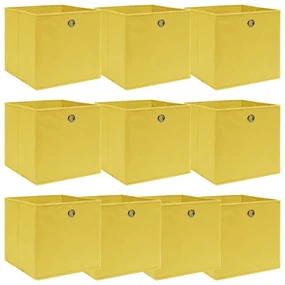 vidaXL Cutii depozitare, 10 buc., galben, 32x32x32 cm, textil