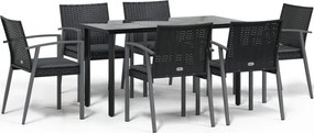 vidaXL Set mobilier de grădină cu perne, 7 piese, poliratan și oțel