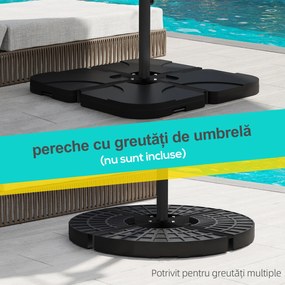 Outsunny Bază în Cruce pentru Umbrelă cu Stâlpi de Ø38/48 mm și Șurub Lateral, 100x100x75 cm, Negru | Aosom Romania