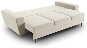 Canapea bej extensibilă, cu spațiu de depozitare cu tapițerie din catifea 235 cm Kyoto – Cosmopolitan Design