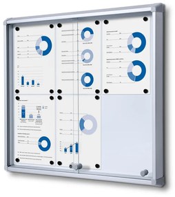 Vitrina de informatii interioare cu usi glisante 6 x A4 - spate tabla, aluminiu