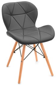 Scaune de sufragerie 4buc din piele, Grey