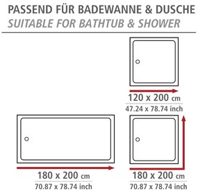 Perdea de baie lavabilă Wenko Ginkgo, 180 x 200 cm