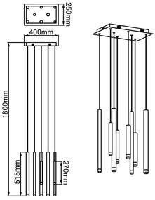 Brilliant - LED CEMBALO, lustră suspendată pe cablu, cu reglare a intensității, LED 32W, 230V, crom/negru/maro