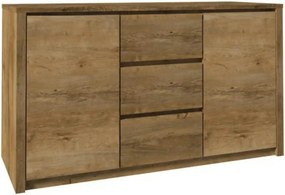Comoda MONTANA K2DP, stejar lefkas inchis, PAL melaminat, 140x43x80 cm