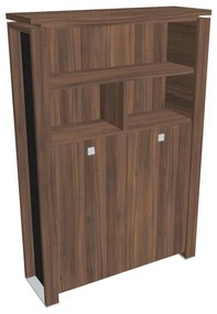 Dulap înalt pentru haine Verno+ S 140 x 46 x 210 cm, cu rafturi, nuc / negru