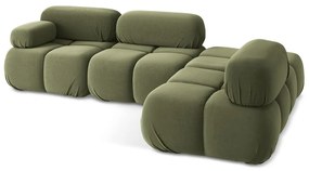 Colțar modular verde deschis cu tapițerie din catifea (cu colț pe partea dreaptă) Lokua – Makamii