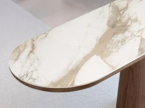 Consola cu blat din marmura portelanata Walnut 180x45cm