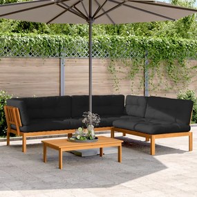 3209502 vidaXL Set canapele de grădină cu perne din paleți 4 piese lemn acacia
