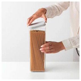 Recipient depozitare Brabantia Tasty+ 1001158, 2,5 L, 29,5 x 11 x 11 cm, Transparent/Gri deschis