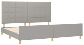Cadru de pat cu tablie, gri deschis, 200x200 cm, textil Gri deschis, 200 x 200 cm, Cu blocuri patrate