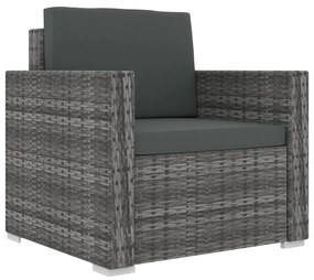 Set mobilier de gradina cu perne, 11 piese, gri, poliratan Gri, 11