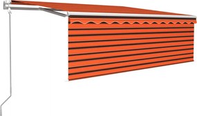 vidaXL Copertină retractabilă automat cu stor, portocaliu&maro 4,5x3 m