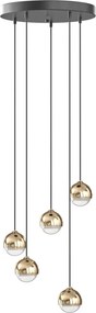 Lustra cu 5 pendule LED din metal auriu cu sticla Bolicina