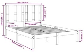 Cadru de pat, gri, 140x200 cm, lemn masiv de pin Gri, 140 x 200 cm