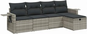 vidaXL Set canapele de grădină cu perne, 5 piese gri deschis poliratan
