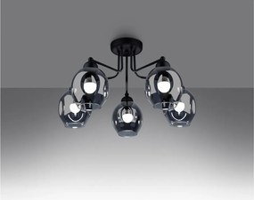 Plafonieră neagră cu abajur din sticlă 59x59 cm Garten – Sollux