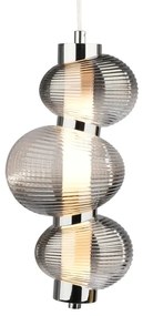 Pendul LED BOLLA cu cablu, 12W/230V, Ø 16 cm, crom lucios/gri fumuriu