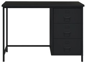 339634 vidaXL Birou cu sertare, negru, 105x52x75 cm, oțel, industrial