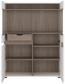 Vitrină, albă extra luciu ridicat HG/stejar sonoma închis, LYNATET TYP 33