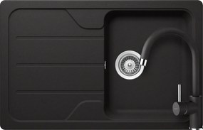 Set chiuveta bucatarie Schock Formhaus D-100S 780 x 500 mm si baterie bucatarie Schock Plutos Cristalite Nero, negru