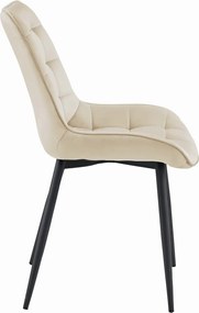 OFERTA Scaun de catifea bej BERA cu picioare negre II. calitate