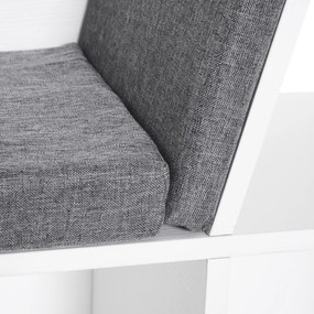 HOMCOM Bibliotecă 2 în 1 cu Perne Confortabile și 6 Compartimente, Mobilier Multifuncțional pentru Cărți și Jocuri, Raft cu 6 Cuburi pentru Sufragerie, Dormitor și Birou, 102x30x61 cm, Alb | Aosom Romania