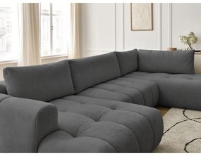 Colțar gri închis extensibil/cu spațiu de depozitare (cu colț pe partea dreaptă/în formă de "U") Fuji – Bobochic Paris