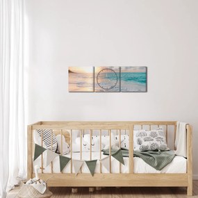 Tablou - Plaja de vis (cu ceas) (90x30 cm)