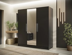Dulap cu 3 usi si oglinda Alarica 180x60x200 cm – Negru