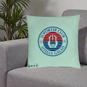 Perna Personalizata Otelul Galati Suporter Club 1964, 40x40 cm, Verde Menta, Husa Detasabila, Perna Inclusa, BEKZ®