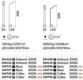 Stalp LED iluminat exterior modern Agos pt h80 3000k coffee