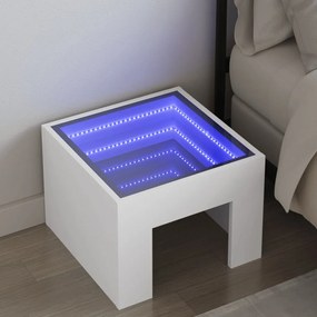 3284070 vidaXL Noptieră cu LED infinity, alb, 40x40x30 cm