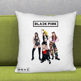 Perna Personalizata K-pop BLACKPINK Fotografie de Grup, 40x40 cm, Alb Pufos, Husa Detasabila, Perna Inclusa, BEKZ®