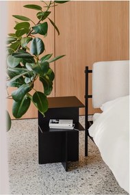 Noptieră neagră cu rafturi Atik – noo.ma