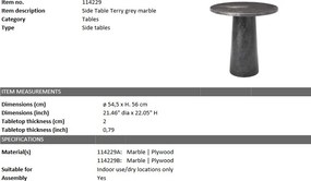 Masuta laterala din marmura gri design elegant LUX Terry 114229 HZ